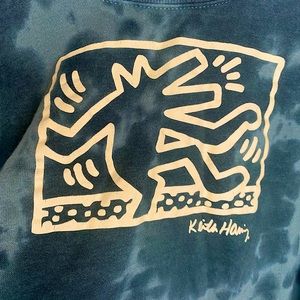 Keith Haring Cropped Hunter Green Tie-Dye Sweatshirt